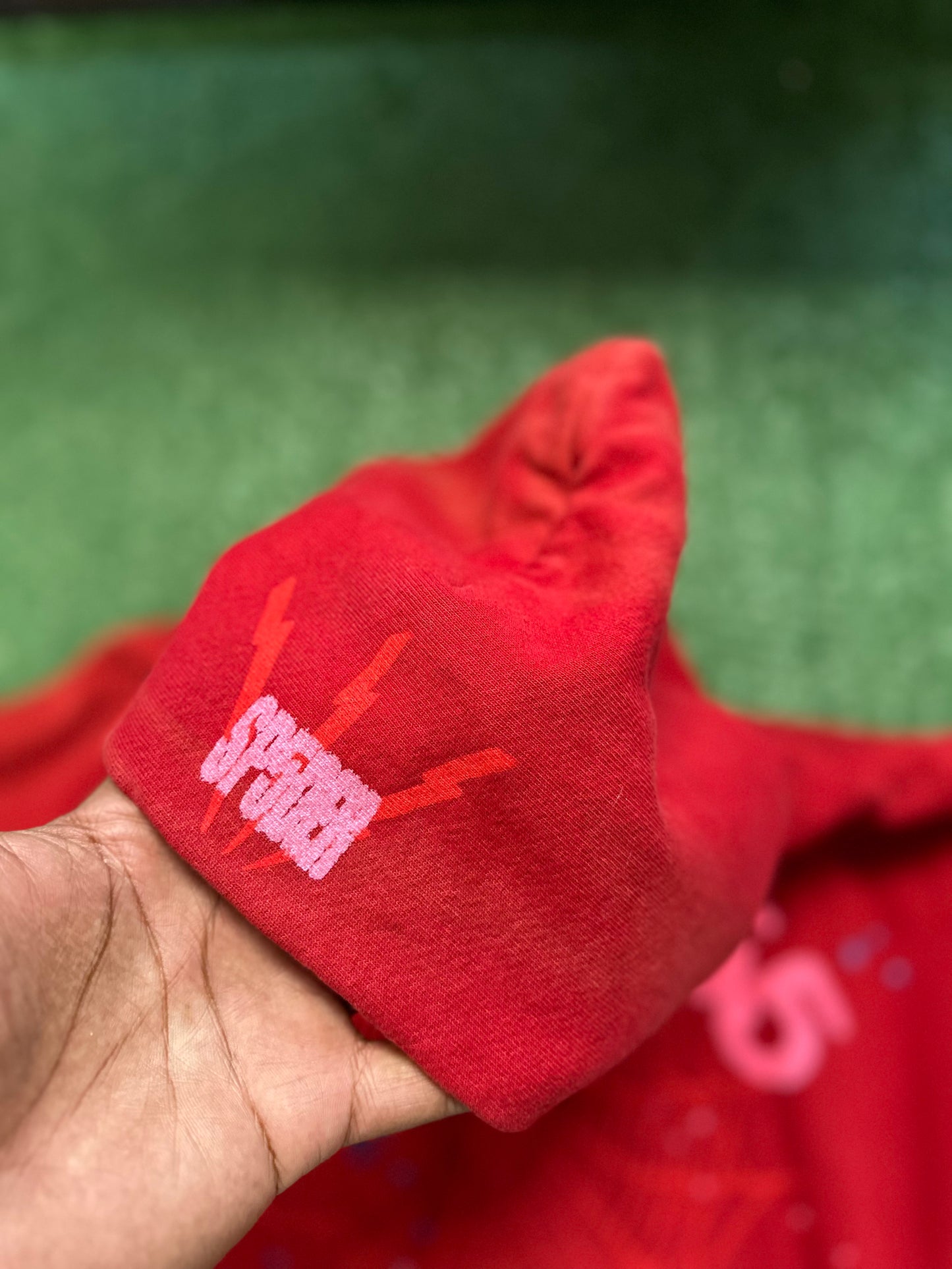 Sp5der Worldwide Red Angel Number 555 Hoodie