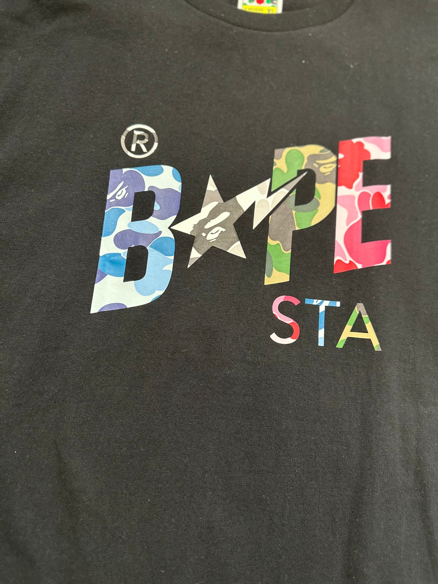 Bape ABC Camo Crazy Bape Sta Logo  Tee (Black)