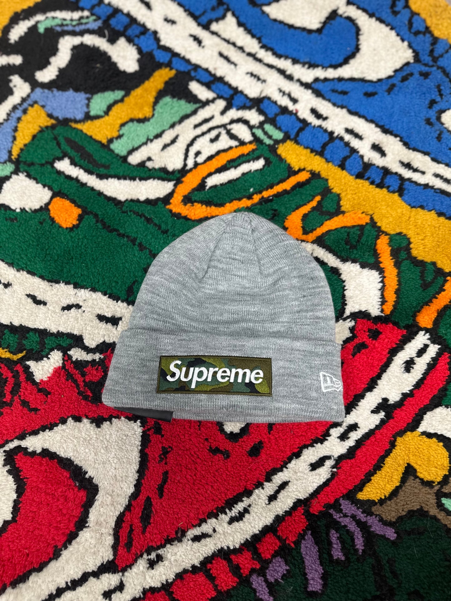 Supreme New Era Box Logo Beanie “Heather Grey” (FW23)