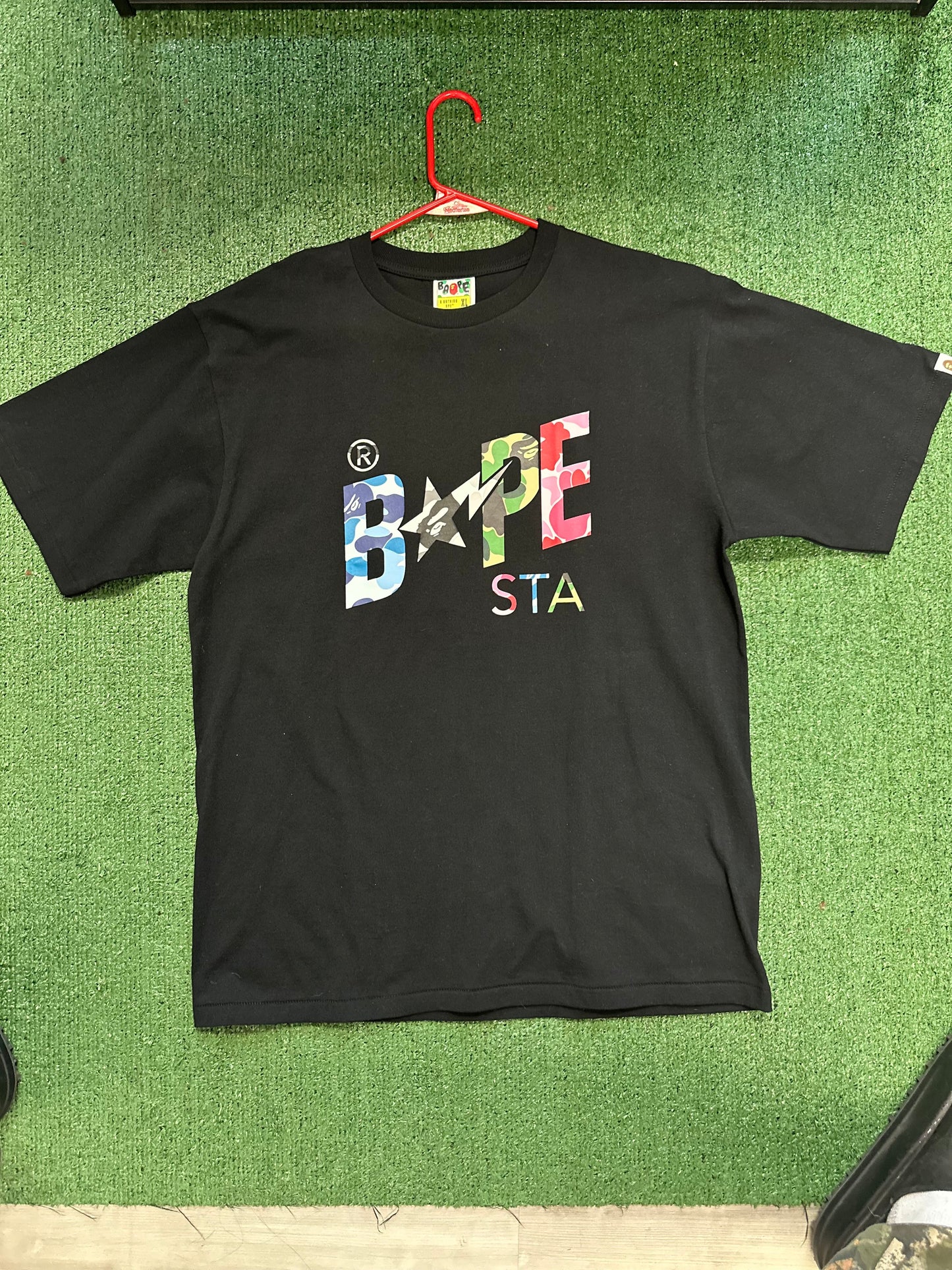 Bape ABC Camo Crazy Bape Sta Logo  Tee (Black)