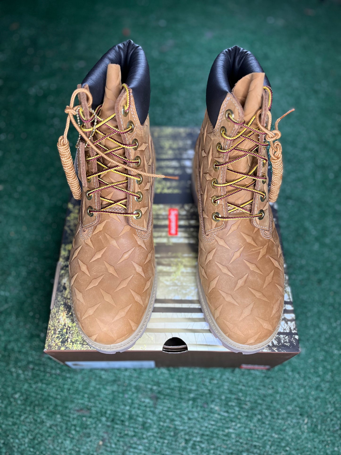 Supreme x 6 inch Premium Waterproof boot “Embossed Diamond Plate-Wheat”