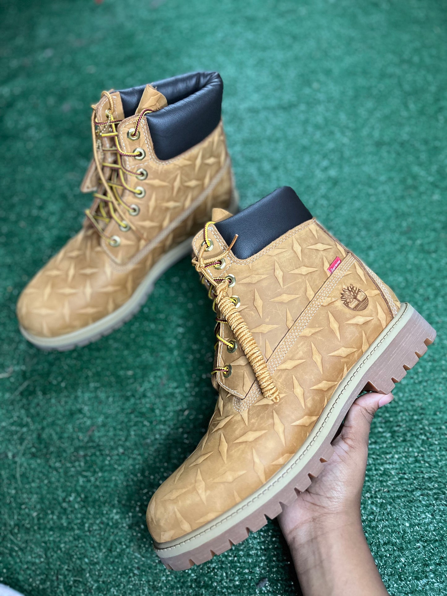 Supreme x 6 inch Premium Waterproof boot “Embossed Diamond Plate-Wheat”