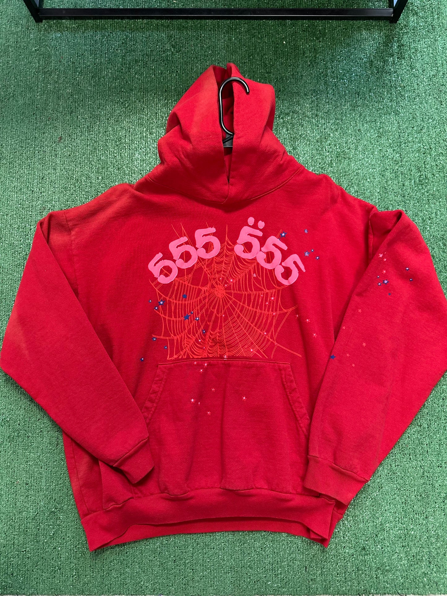 Sp5der Worldwide Red Angel Number 555 Hoodie